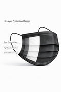 Disposable Black 3-Layer Face Masks – 200 Count (Individually Wrapped)