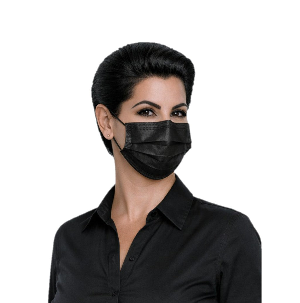 Disposable Black 3-Layer Face Masks – 200 Count (Individually Wrapped)